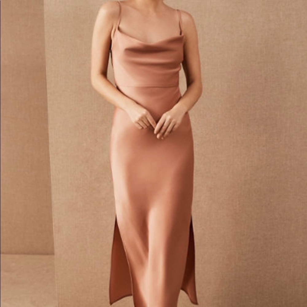 (2 of 2) Cali Satin Charmeuse Midi Dress in Sedona Sunset